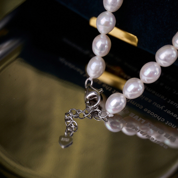 Ogrlica od slatkovodnih bisera, rižastog oblika, visok sjaj, srebro 925 detalji, ljeto 2024