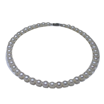 Ogrlica s prirodnim slatkovodnim biserima, oblik blizu kružnice, 925 srebrni elementi