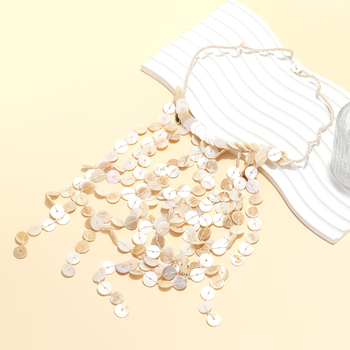 Višeslojno ogrlica od prirodnih školjki, ručna izrada, klasičan lanac, privjesak od legure, ljeto 2025