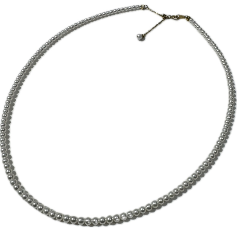 Ogrlica od bisera Freshwater Akoya, 3–4 mm, lanac nalik riži, gotovo okrugli biseri, duljina 31–40 cm