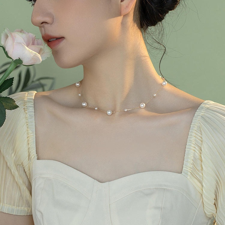 Ogrlica: 925 srebra, zvjezdni dizajn, krizni lanac, privjesak od sedefa