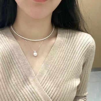 Frissvízi gyöngyökből készült nyaklánc, valódi kerek gyöngyök, ezüst 925, tavasz 2024 (frissvízi gyöngyök; valódi kerek formák; ezüst 925; tavasz 2024)