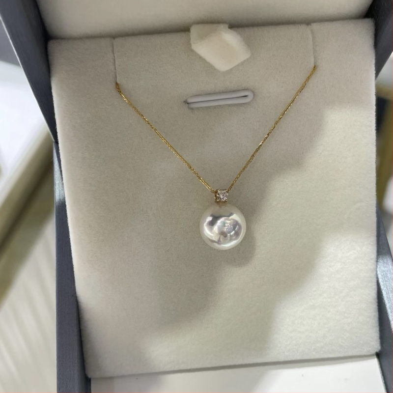 Prívesok so sladkovodnou perlou, kruhový tvar, 925 striebro, Zhuji, leto 2024