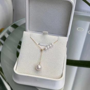 Colier cu perle de apă dulce, cerc adevărat, argint 925, lanț Y, stil natural