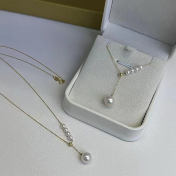 Colier cu perle de apă dulce, cerc adevărat, argint 925, lanț Y, stil natural