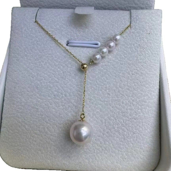 Colier cu perle de apă dulce, cerc adevărat, argint 925, lanț Y, stil natural