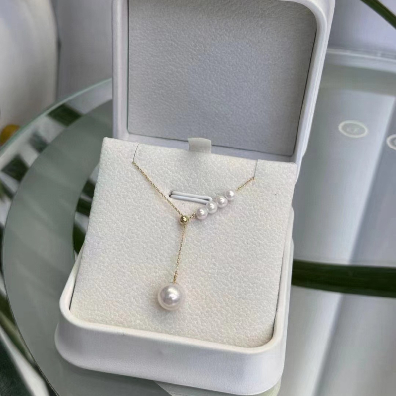 Colier cu perle de apă dulce, cerc adevărat, argint 925, lanț Y, stil natural