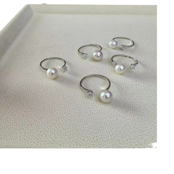 Prsten od sterling srebra sa slatkovodnom perlom, 7-8 mm, klasični stil princeze