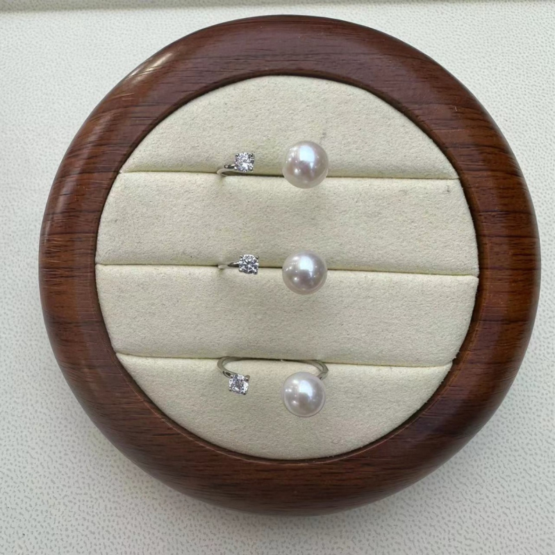 Prsten od sterling srebra sa slatkovodnom perlom, 7-8 mm, klasični stil princeze