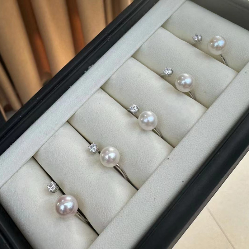 Prsten od sterling srebra sa slatkovodnom perlom, 7-8 mm, klasični stil princeze