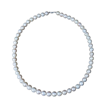Kaklo juosta su saldvandenėmis perlėmis, beveik apskritos formos, 925 sidabro pynimo dizainas