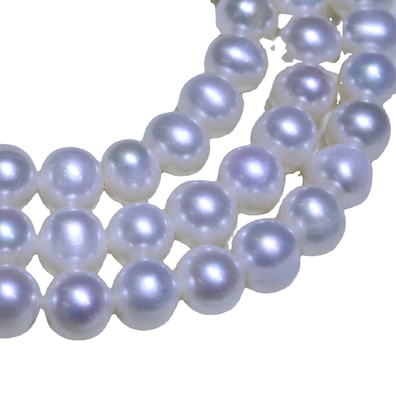 Κολιέ από φυσικά μαργαριτάρια γλυκού νερού, με μαργαριτάρια σε σχεδόν στρογγυλό σχήμα, ασημί λεπτομέρειες 925, απλό γυναικείο στυλ, ιδανικό δώρο για τη Γιορτή της μητέρας