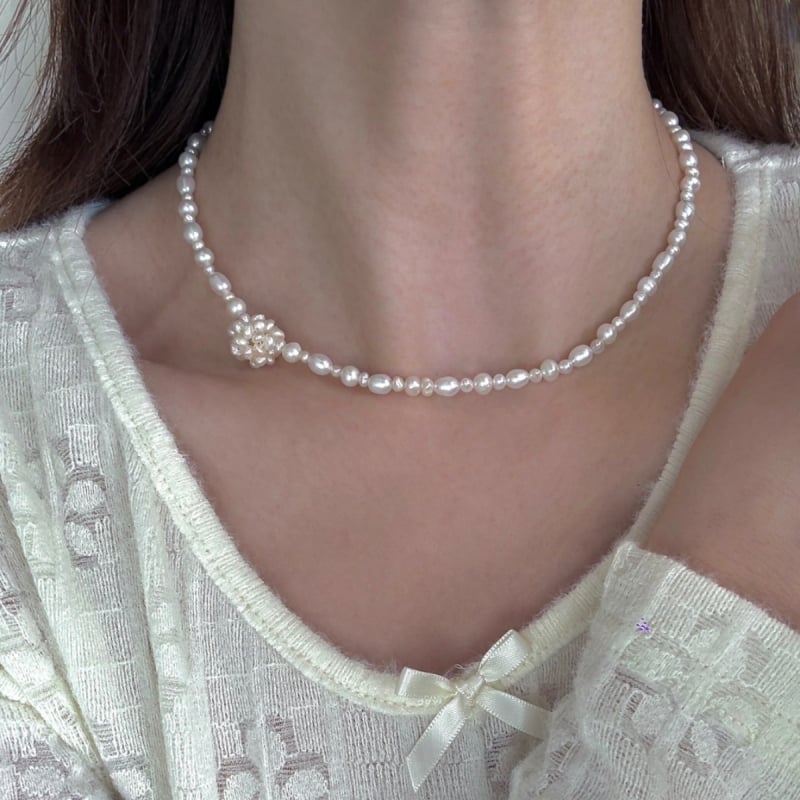 Colier din perle naturale, țesut, formă geometrică, pandantiv din perlă naturală, lanț cu perle, stil vintage