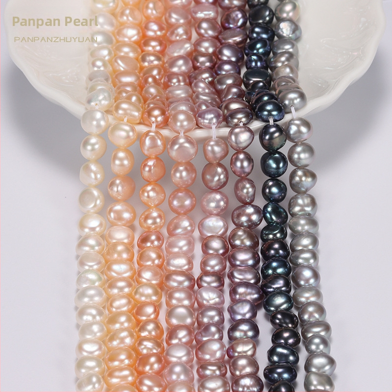 Félkész nyaklánc édesvízi gyöngyökkel, Barokk formájú, kétoldalas