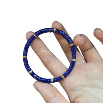 Narukvica od lapis lazuli, ručna izrada, unisex, originalni dizajn, geometrijski oblik, certifikat uključen