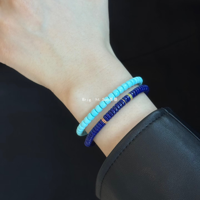 Narukvica od lapis lazuli, ručna izrada, unisex, originalni dizajn, geometrijski oblik, certifikat uključen