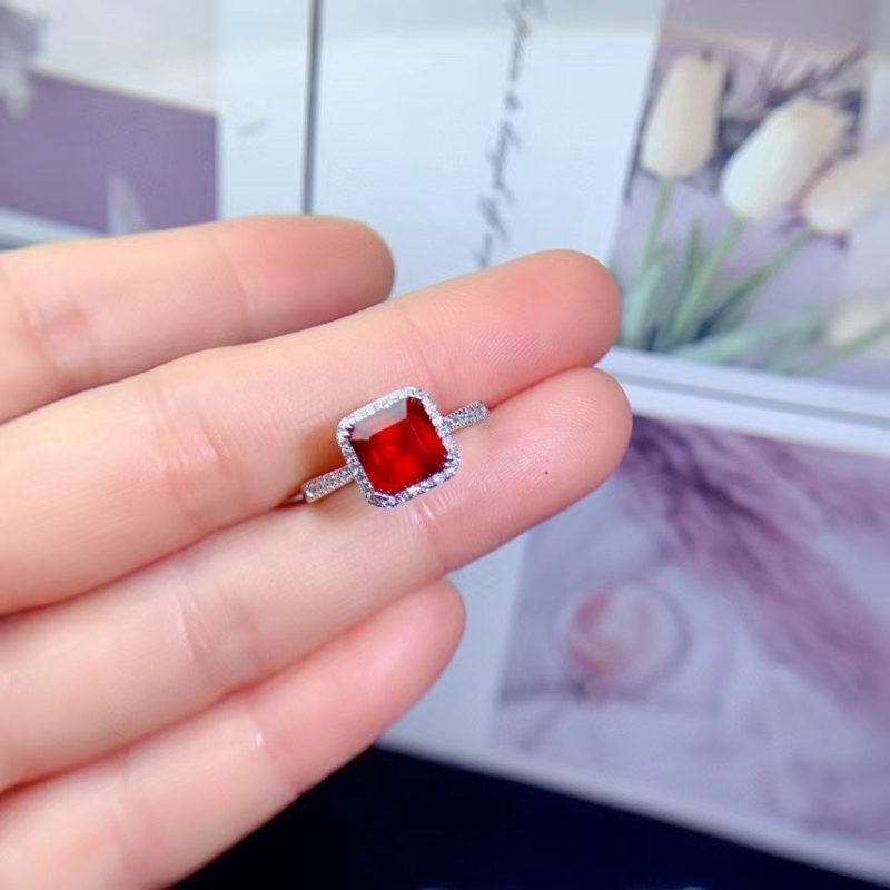 Минималистичен пръстен от 925 сребро с естествен камък Fanta, електроплатирано покритие, единичен брой