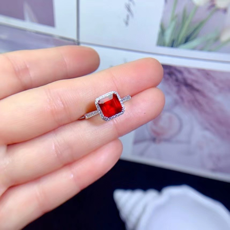 Минималистичен пръстен от 925 сребро с естествен камък Fanta, електроплатирано покритие, единичен брой