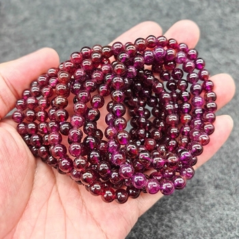 Ženski narukvica od granata – prirodni granat, jednostruka narukvica, 6 mm okrugli perle, dar nakita