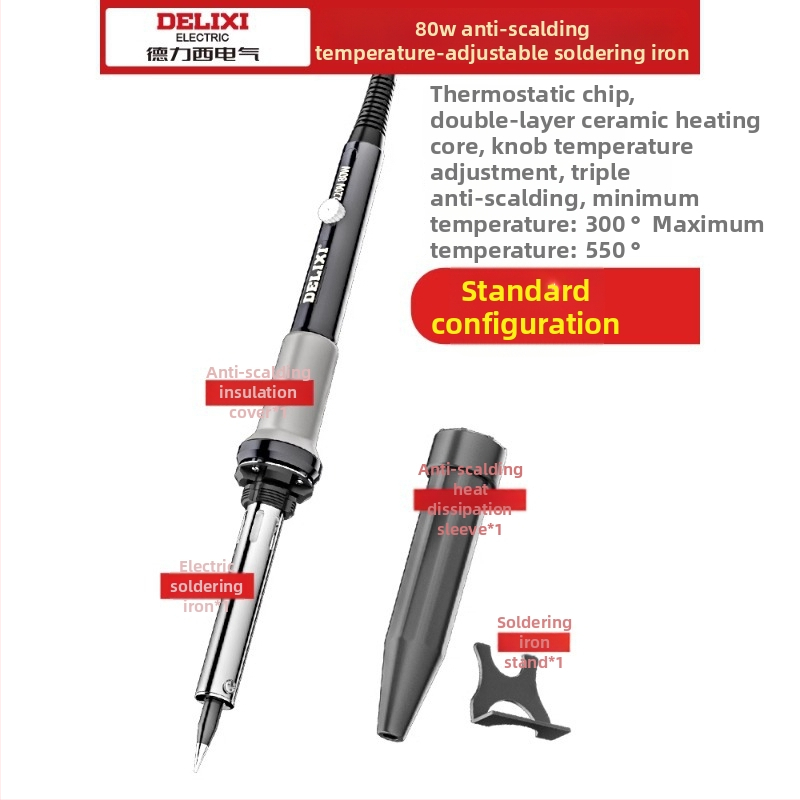 Delixi 60V litavimo įrankis su 907 galu, skirtas litavimui, desodavimui ir pirografijai