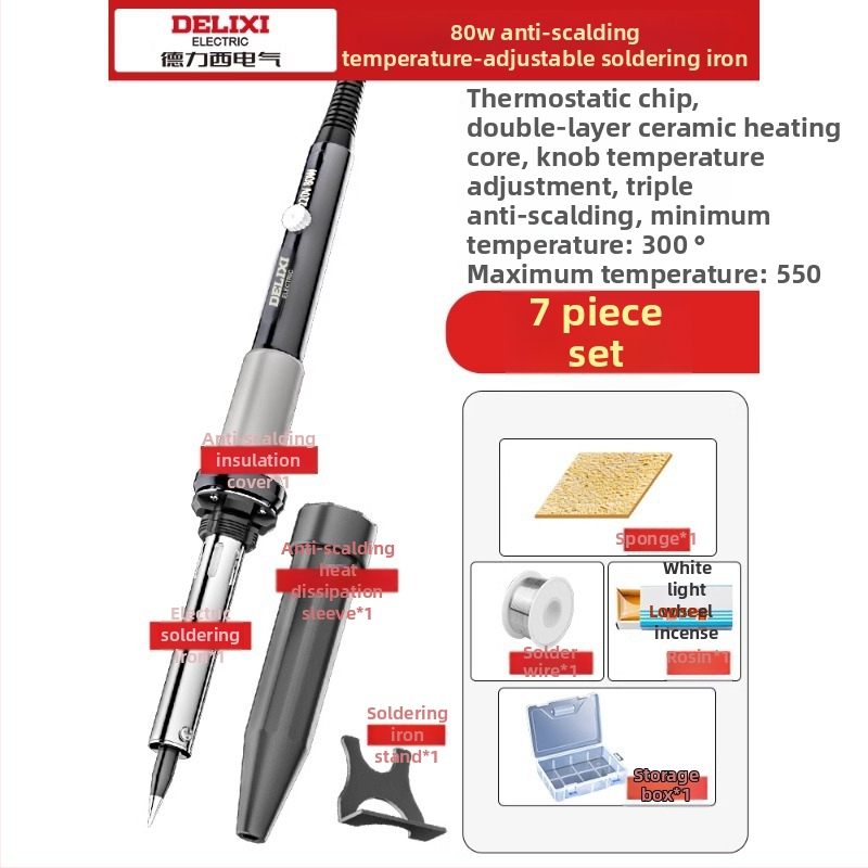 Delixi 60V litavimo įrankis su 907 galu, skirtas litavimui, desodavimui ir pirografijai