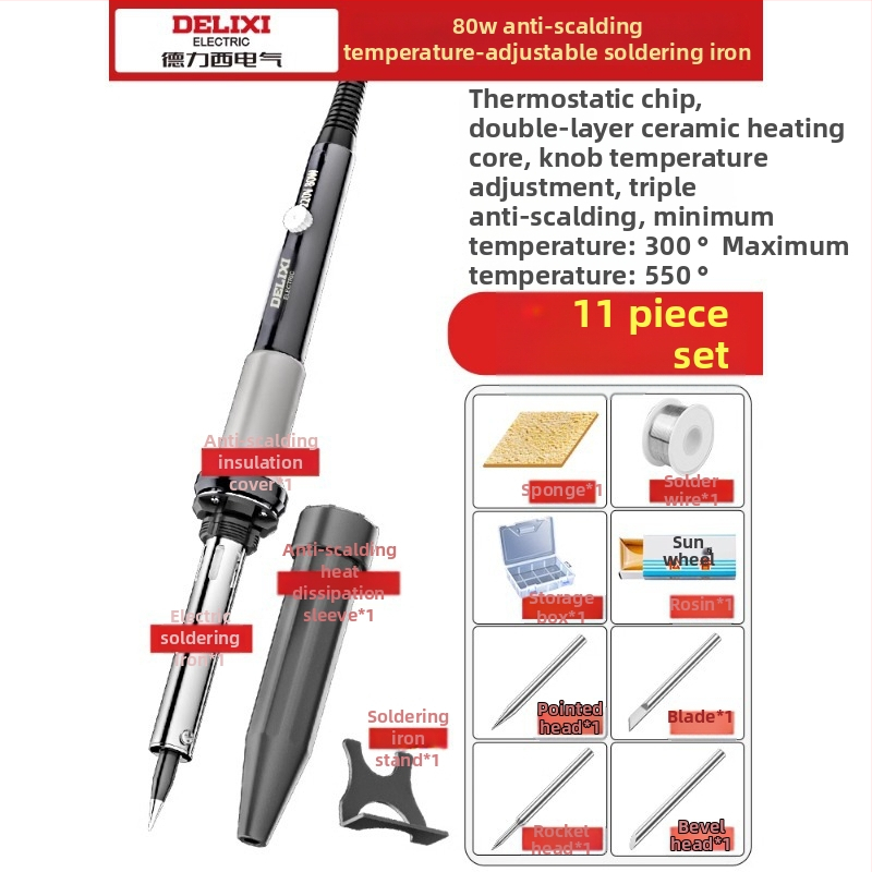 Delixi 60V litavimo įrankis su 907 galu, skirtas litavimui, desodavimui ir pirografijai