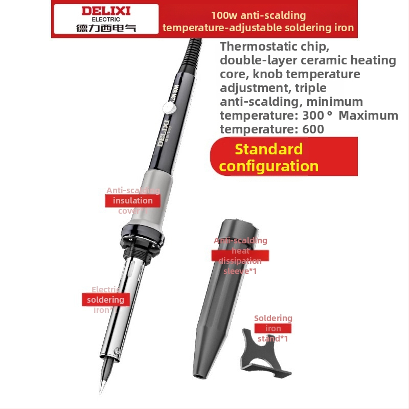 Delixi 60V litavimo įrankis su 907 galu, skirtas litavimui, desodavimui ir pirografijai