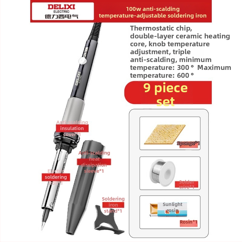 Delixi 60V litavimo įrankis su 907 galu, skirtas litavimui, desodavimui ir pirografijai
