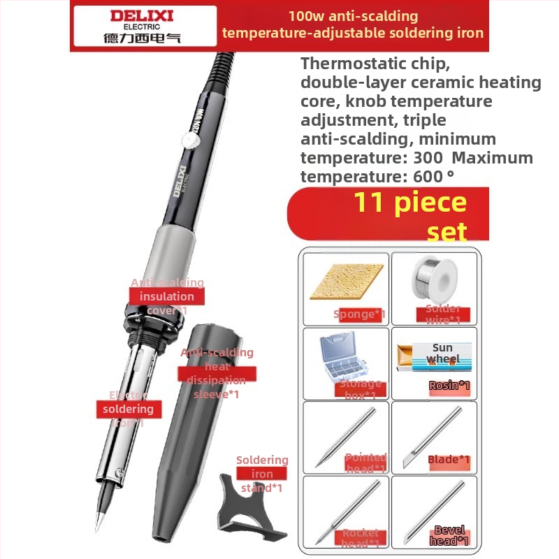 Delixi 60V litavimo įrankis su 907 galu, skirtas litavimui, desodavimui ir pirografijai