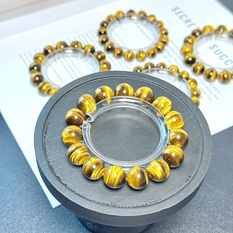 Prirodna žuta tigrova oka narukvica s učinkom oka mačke, 8 mm perle, ručna izrada, etnički stil