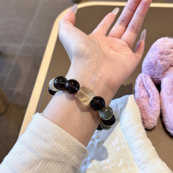 Narukvica od prirodnog kristala i obsidijana, ručno izrađene perle, originalni dizajn za parove, ukrasi s kristalnim kubnim tornjem, podrijetlo: Shantou