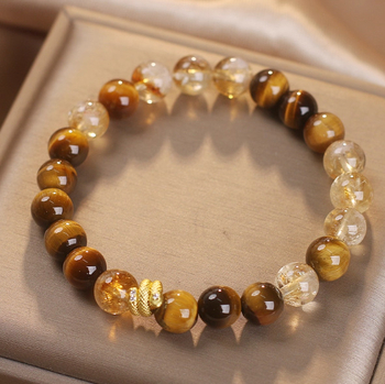 Narukvica od tigrovog oka s kristalnim perlama, kineski stil