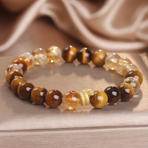 Narukvica od tigrovog oka s kristalnim perlama, kineski stil