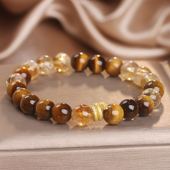 Narukvica od tigrovog oka s kristalnim perlama, kineski stil