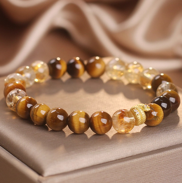 Narukvica od tigrovog oka s kristalnim perlama, kineski stil