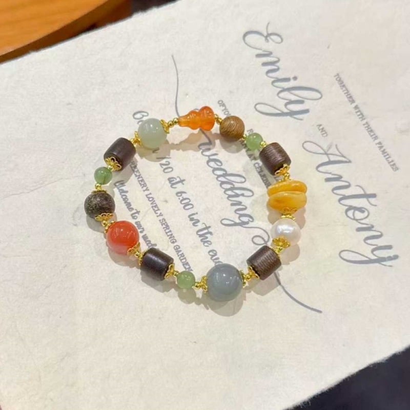 Brățară din agat roșu sudic cu mărgele | Design original pentru femei, formă geometrică