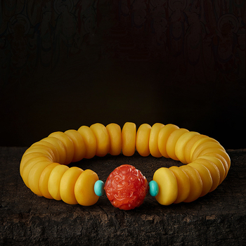 Méhviaszból készült karkötő geometriás mintázattal, kerek gyöngyökkel, nőknek