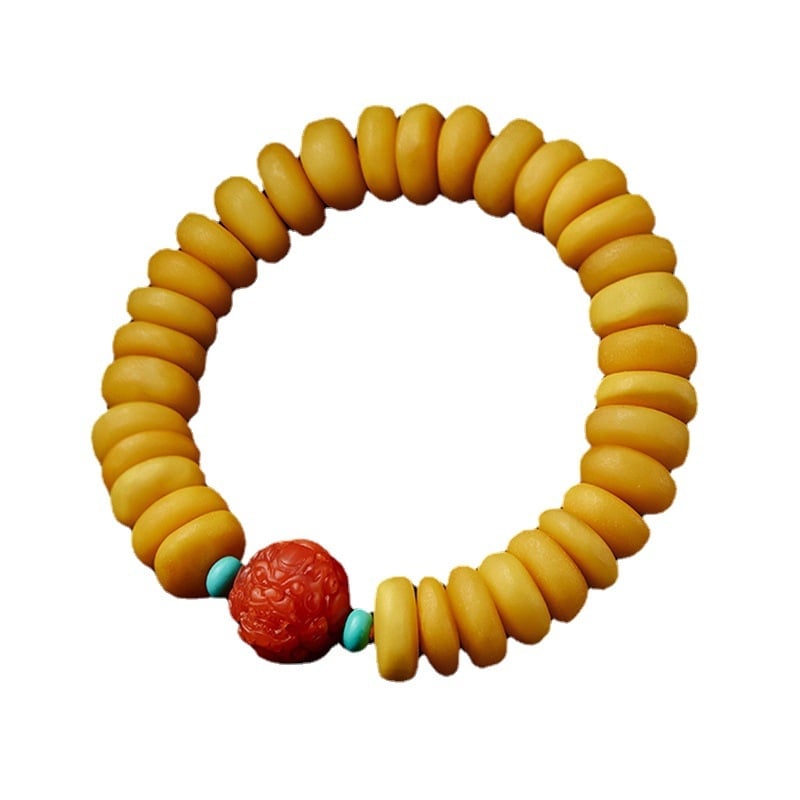 Méhviaszból készült karkötő geometriás mintázattal, kerek gyöngyökkel, nőknek