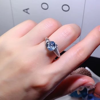 925-ös ezüst gyűrű tengeri zafírral, európai–amerikai stílus, minimalist, nyitható és állítható