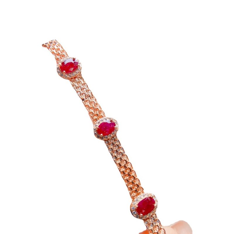 Βραχιόλι με φυσικό ρουμπίνι, σε ασήμι S925, χειροποίητο, διαθέσιμη προσαρμογή