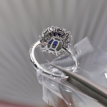 Yuhan Jewelry Пръстен от серия Принцеса със сапфир в стерлингово сребро, с инкрустирани камъни, модел R019