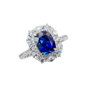 Yuhan Jewelry Пръстен от серия Принцеса със сапфир в стерлингово сребро, с инкрустирани камъни, модел R019