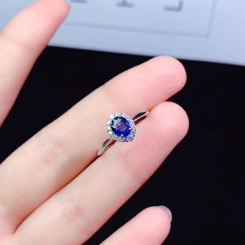 Пръстен със сапфир от Шри Ланка, 925 стерлингово сребро, прост женски стил, геометрична форма, Seiko обработка и електроплакиране