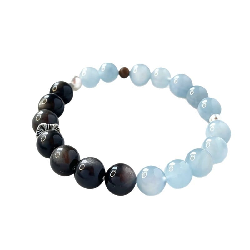 Narukvica: obsidijan, ručno izrađene perle, unisex prirodni stil, oblik: drugi