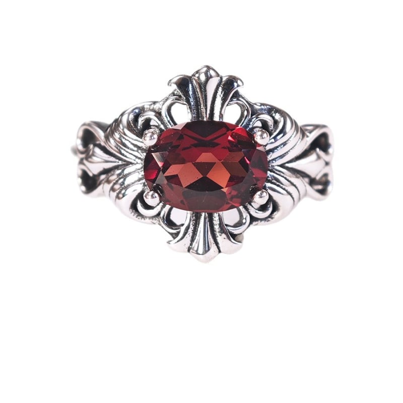 Δαχτυλίδι με γαρνέτ από ασήμι 925, γυναικείος γεωμετρικός σχεδιασμός, λίθοι τοποθετημένοι