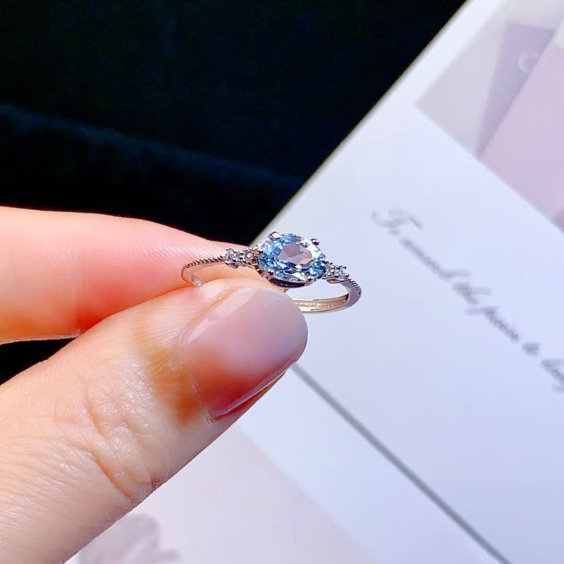 Δαχτυλίδι με ακουαμαρίνιο σε ασήμι 925 – Γεωμετρικό, μινιμαλιστικό γυναικείο κόσμημα, ηλεκτροπλατίωση