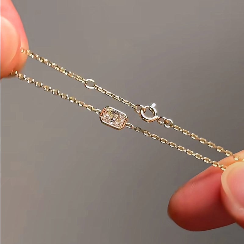 Geometrijska kvadratna narukvica s dijamantnim postavljanjem, od srebra 925, unisex, minimalistički stil