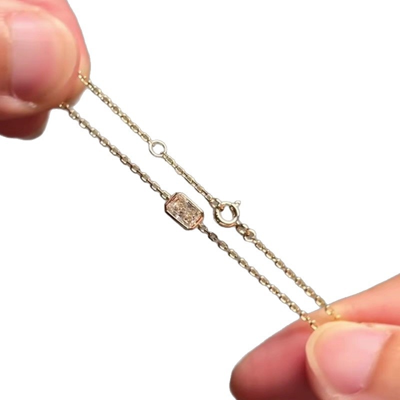 Geometrijska kvadratna narukvica s dijamantnim postavljanjem, od srebra 925, unisex, minimalistički stil