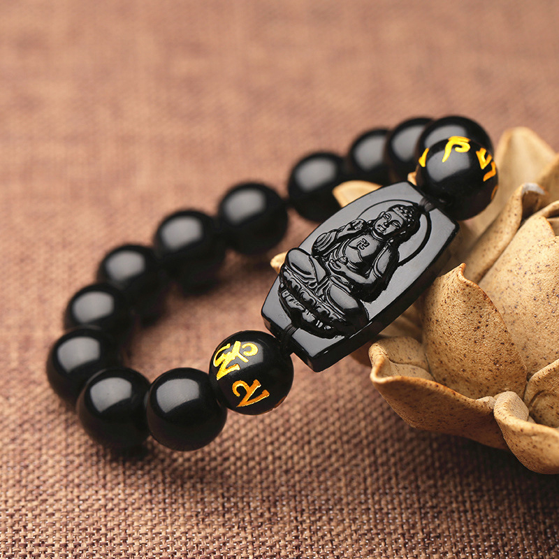 Brățară din sticlă lucrată manual cu opt Bodhisattva protectori - unisex, stil zodiac/ desen animat