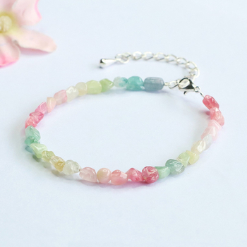 Βραχιόλι Candy Tourmaline, τυχαίο σχήμα, χειροποίητο υφαντό, γυναικείος σχεδιασμός, γεωμετρικό σχήμα